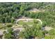 An aerial view showcases the community park's scenic track and baseball field surrounded by lush greenery at 1941 Headland Dr, East Point, GA 30344