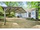 Carport attached to a charming light blue home, providing covered parking and curb appeal at 1941 Headland Dr, East Point, GA 30344