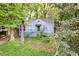 Charming blue cottage-style home with lush greenery, inviting curb appeal, and a welcoming front entry at 1941 Headland Dr, East Point, GA 30344