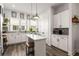 Modern kitchen with an island, gray backsplash, and stainless steel appliances makes it a culinary dream at 1265 Wright Se Ln, Atlanta, GA 30316