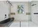 Modern bathroom featuring a sleek, freestanding tub and a glass-enclosed shower at 292 Highway 279, Fayetteville, GA 30214