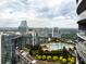 Aerial view of rooftop pool and landscaped terrace offering stunning city views from the luxury highrise at 3344 Peachtree Ne Rd # 3005, Atlanta, GA 30326