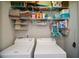 Functional laundry room with well-organized shelving and neatly arranged supplies for efficient home management at 692 Oakside Pl, Acworth, GA 30102