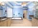 Spa bathroom features a soaking tub, double vanity, walk-in closet, and separate shower with tile flooring at 4731 Moon Chase Dr, Buford, GA 30519