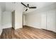 This spacious bedroom features wood-look floors and ample closet space at 558 Elbridge Nw Dr, Atlanta, GA 30318
