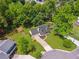 An aerial view showcases a well-kept lawn, mature trees, and a classic home at 831 Terrace Trce, Lawrenceville, GA 30044