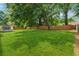 Lush backyard featuring a well-maintained lawn, mature trees and a wood fence at 831 Terrace Trce, Lawrenceville, GA 30044