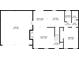 First floor plan featuring a kitchen, living room, dining area, garage, and bedroom at 831 Terrace Trce, Lawrenceville, GA 30044