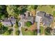 Aerial view showcases the property, surrounding landscape, and neighborhood layout at 11155 Highfield Chase Dr, Johns Creek, GA 30097