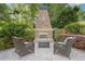 Cozy outdoor brick fireplace with comfortable seating offers a tranquil outdoor living space at 110 Hawks Bnd, Canton, GA 30115