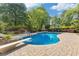 Inviting backyard with a pool, diving board, slide, and outdoor fireplace, all set in a beautifully landscaped yard at 110 Hawks Bnd, Canton, GA 30115