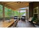 Relaxing screened patio with comfortable seating and beautiful wooded views at 6250 Vista Crossing Way, Cumming, GA 30028