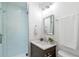Modern bathroom with glass-enclosed shower, floating vanity, and contemporary fixtures at 520 Wabash Ne Ave # B, Atlanta, GA 30312