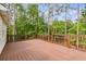 Large wooden deck offering an outdoor space for relaxation and entertaining surrounded by mature trees at 1094 Plantation Ct, Villa Rica, GA 30180