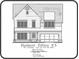 Exterior elevation blueprint of a two-story home with a two car garage and covered entry at 2471 Reed Se St, Smyrna, GA 30080