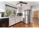 Modern kitchen featuring stainless steel appliances, white cabinets, and hardwood floors at 103 Campground School Rd, Dallas, GA 30157