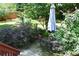 Charming backyard patio with an outdoor dining set and lush garden, creating a private and peaceful retreat at 435 Trammell Dr, Alpharetta, GA 30009