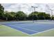 Tennis courts are well maintained and are surrounded by trees at 601 Hexham Ct, Suwanee, GA 30024