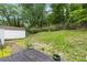 Backyard with plenty of greenery and a small storage shed at 1909 Moores Mill Nw Rd, Atlanta, GA 30318
