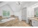 Bright bathroom featuring a vanity and a tub at 1045 River Pt, Suwanee, GA 30024