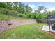 Spacious backyard with a fire pit and retaining wall at 129 Prominence Ct, Canton, GA 30114