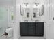 Bright bathroom with double vanity, granite countertop and adjacent tiled shower at 4824 Dunwoody Station Dr, Atlanta, GA 30338