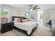 Bright main bedroom with elegant décor, including a ceiling fan and large bed at 4824 Dunwoody Station Dr, Atlanta, GA 30338
