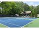 This picture shows well-maintained blue and green tennis courts in a verdant surrounding at 4824 Dunwoody Station Dr, Atlanta, GA 30338