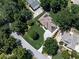 Stunning aerial view of a beautiful home with a lush green lawn and mature trees in a desirable neighborhood at 427 Picketts Lake Dr, Acworth, GA 30101
