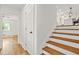 Hallway with hardwood floors leading to stairs and showcasing access to other rooms at 2813 Hillside Rd, Smyrna, GA 30080