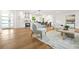 Open-concept living room with hardwood floors and a modern kitchen with white cabinetry in the background at 2813 Hillside Rd, Smyrna, GA 30080