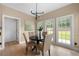 Cozy dining area with backyard view and stylish light fixture at 1130 Lochshyre Way, Lawrenceville, GA 30043
