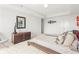 Well-lit bedroom with minimalist decor, soft carpet, and modern design elements at 2881 Peachtree Ne Rd # 2304, Atlanta, GA 30305