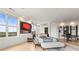 Bright main bedroom boasts large windows with city view, and artistic decor at 2881 Peachtree Ne Rd # 2304, Atlanta, GA 30305