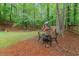 Private backyard featuring a play set and a table with seating, perfect for outdoor enjoyment at 1582 E Bank Dr, Marietta, GA 30068