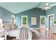 Large primary bedroom with vaulted ceiling, light colored walls, ceiling fan and lots of light at 185 Pamela Nw St, Marietta, GA 30064