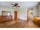 This spacious bedroom features hardwood floors with furniture, plus a bathroom is conveniently located at 1850 Francis Sw Rd, Conyers, GA 30094