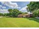 Expansive front lawn leads to a charming single-story home with a brick and stone facade under a sunny sky at 1850 Francis Sw Rd, Conyers, GA 30094
