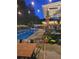 Relaxing backyard pool and covered patio with ample seating and string lights at 3606 Packhorse Run, Marietta, GA 30066