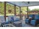 Charming covered patio with comfortable seating, hanging plants, and views of the serene backyard and pool at 3606 Packhorse Run, Marietta, GA 30066
