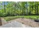 Spacious backyard featuring a gravel patio, firepit area and wooded perimeter at 4112 Willow Sw Walk, Lilburn, GA 30047