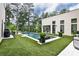 Backyard features a modern pool, turf lawn, and patio space perfect for outdoor entertainment and relaxation at 1572 Clifton Rdg, Atlanta, GA 30307