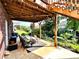 Inviting covered patio with outdoor seating, string lights, and a view of the well-maintained backyard at 4071 Woodward Walk Ln, Suwanee, GA 30024