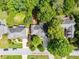 Expansive aerial view of a home with mature trees and a beautifully maintained yard surrounded by nature at 5105 Tynewick Ne Trce, Roswell, GA 30075