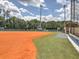 View of a Baseball field with dugouts and green outfield under a bright sky at 5105 Tynewick Ne Trce, Roswell, GA 30075