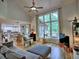Bright living room with vaulted ceiling, large windows, and hardwood floors at 5105 Tynewick Ne Trce, Roswell, GA 30075