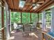 Relaxing screened porch with ceiling fan and view of the lush, wooded backyard at 5105 Tynewick Ne Trce, Roswell, GA 30075