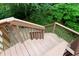Outdoor stairs with wood steps and railings, leading down towards a lush green landscape at 1855 Vintage Dr, Snellville, GA 30078