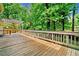 Spacious wooden deck with a pergola offers a relaxing outdoor living space with views of the lush greenery at 1864 Gloucester Ct, Snellville, GA 30078