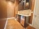 Chic Butler's pantry with glass-front cabinets and stainless wine fridge at 2080 Village Station Xing, Smyrna, GA 30080